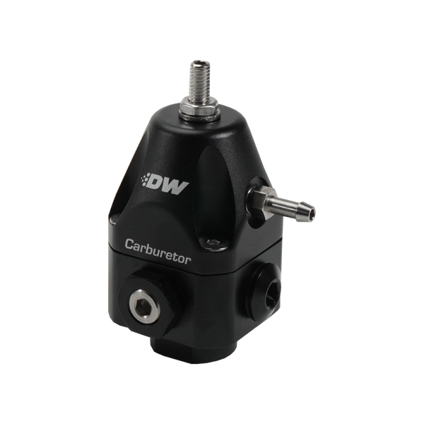 DeatschWerks Compact Carburetor Adjustable Fuel Regulator 6AN x4 Inlets - 6AN Return - Black