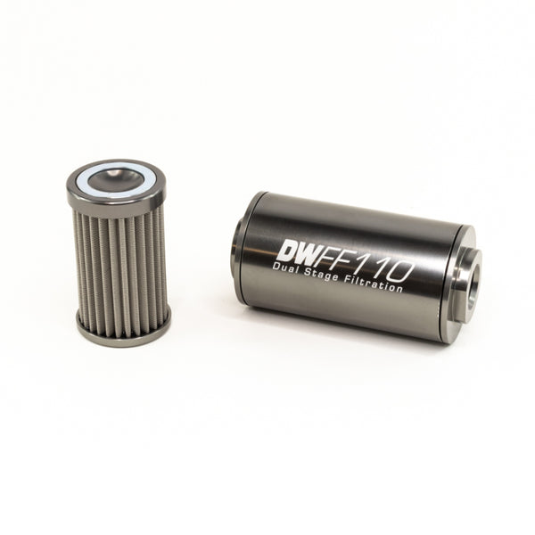 DeatschWerks 10AN Stainless Steel 100 Micron Inline Fuel Filter Housing Kit - 110mm
