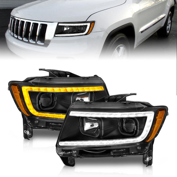 ANZO Black Projector Headlights for 20112013 Jeep Grand Cherokee (Factory Halogen Only)