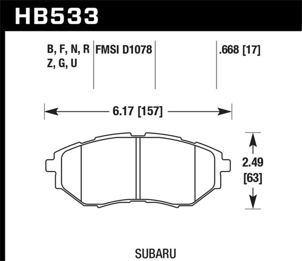 Hawk Performance D1078 Ceramic Brake Pads for 2005-2008 Subaru Legacy GT