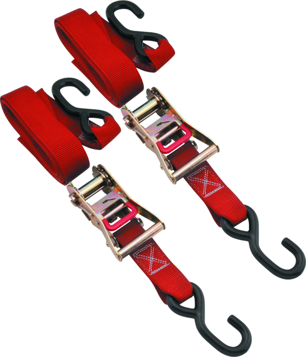 BikeMaster 1-1/2" Heavy-Duty Ratchet Tie-Down Strap - Red