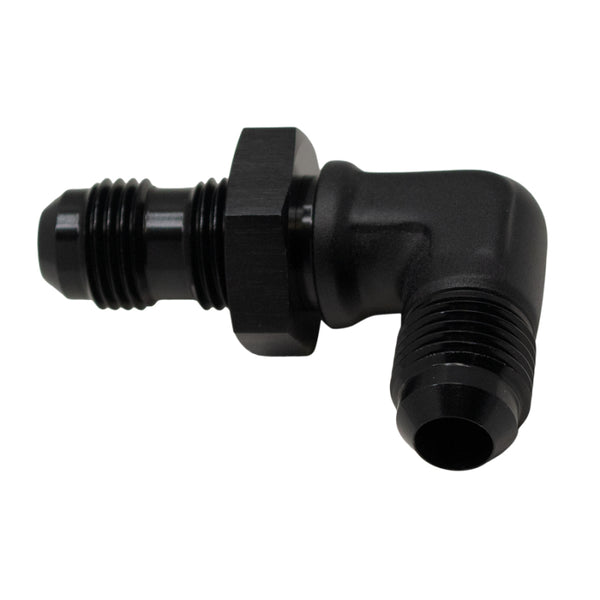 DeatschWerks 6AN Male Flare 90-Degree Bulkhead Adapter - Matte Black