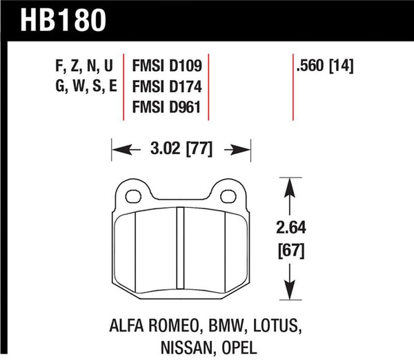 Hawk 03-06 Evo / 04-09 STi / 03-07 350z Track Performance Ceramic Street Rear Brake Pads