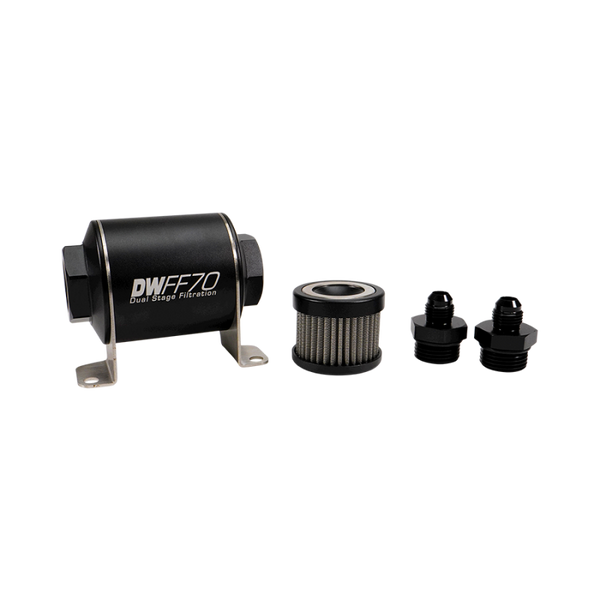 DeatschWerks 6AN Stainless Steel 5 Micron Inline Fuel Filter Kit - 70mm