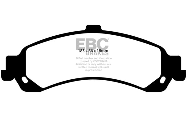EBC Yellowstuff Rear Brake Pads for 02 Cadillac Escalade 5.3 (PBR Caliper)