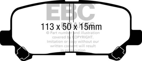 EBC Greenstuff Rear Brake Pads for 2007-2013 Acura MDX 3.7 (12.6in. Rotors)