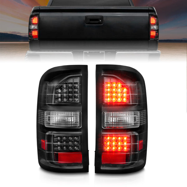 ANZO LED Tail Lights Black Housing/Clear Lens for 20142018 GMC Sierra 1500 (Pair)