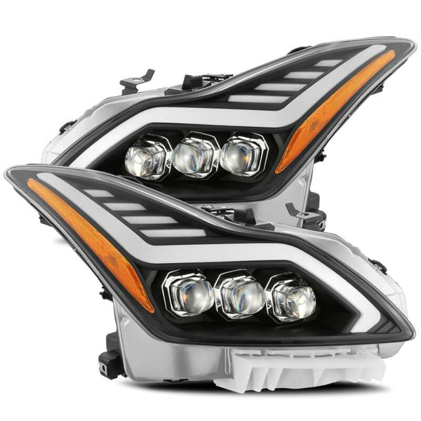 AlphaRex NOVA LED Projector Headlights Gloss Black, Active Light & Sequential Signal 2008-2013 Infiniti G37 Coupe
