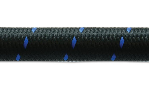 Vibrant -6 AN Two-Tone Black/Blue Nylon Braided Flex Hose (10 foot roll)