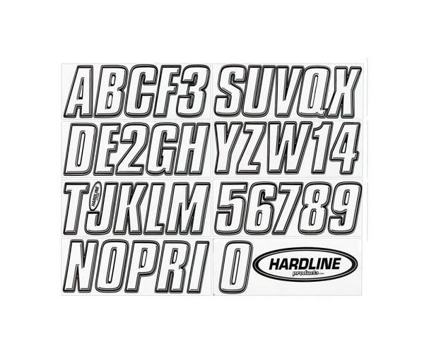 Hardline Boat Lettering Registration Kit 3" - White/Black