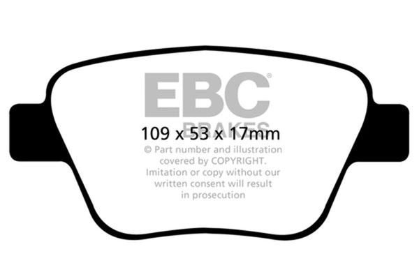 EBC Yellowstuff Rear Brake Pads for 2010-2013 Audi A3 2.0 Turbo (Bosch Caliper)