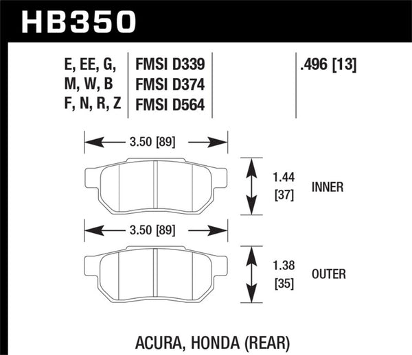 Hawk DTC-30 Race Rear Brake Pads for 86-01 Acura Integra LS & 99-00 Civic Coupe Si