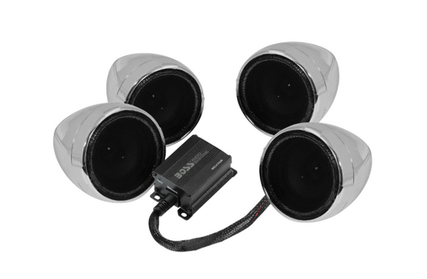 Boss Audio MC470B Motorcycle Speaker Amplifier with Bluetooth and 3in Speakers - Chrome