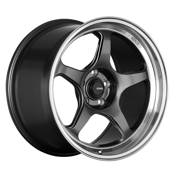 Konig Hyperspec 15x8 4x100 ET35 Anthracite Metallic Wheel w/ Mirror Machined Lip (Knurled Bead)