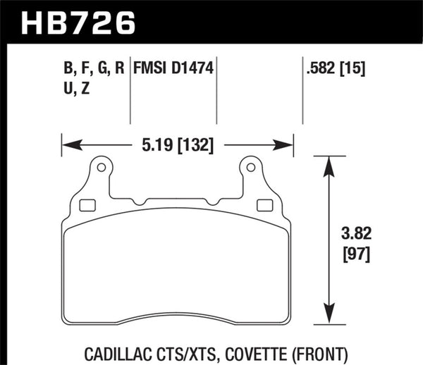 Hawk Performance HPS 5.0 Front Brake Pads for 2014 Chevrolet Corvette