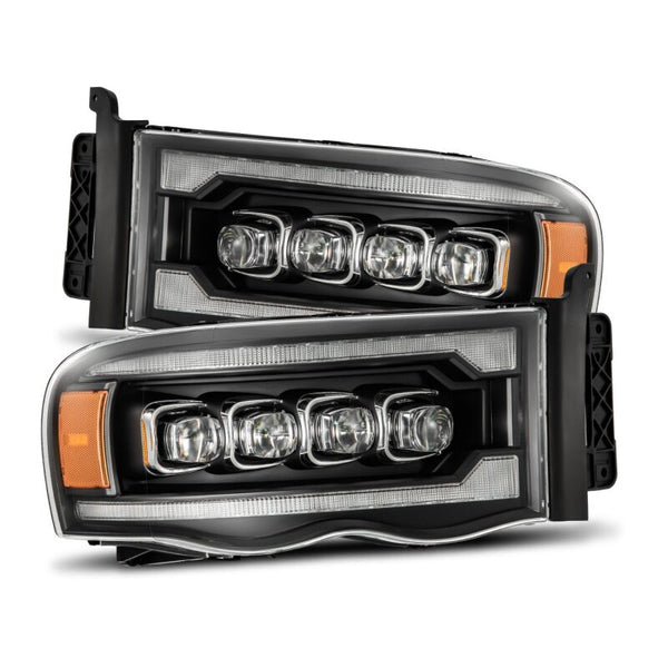 AlphaRex NOVA Series LED Projector Headlights Black w/ Sequential Signal Dodge Ram 1500 (2002-2005)