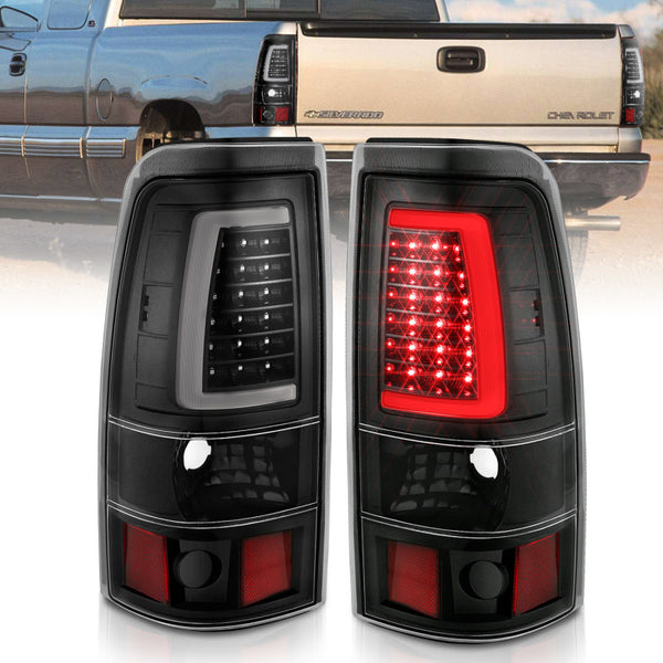ANZO LED Tail Lights Black Housing / Clear Lens Chevy Silverado 1500 19992002 (Pair)