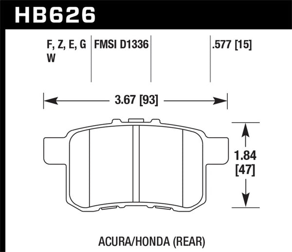 Hawk HPS Street Rear Brake Pads for 08-10 Honda Accord & 09-10 Acura TST 2.4L/3.0L/3.5L