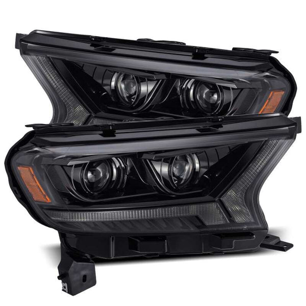 AlphaRex LUXX LED Projector Headlights Plank Style Alpha Black w/ Sequential Signal & DRL for Ford Ranger 20192023