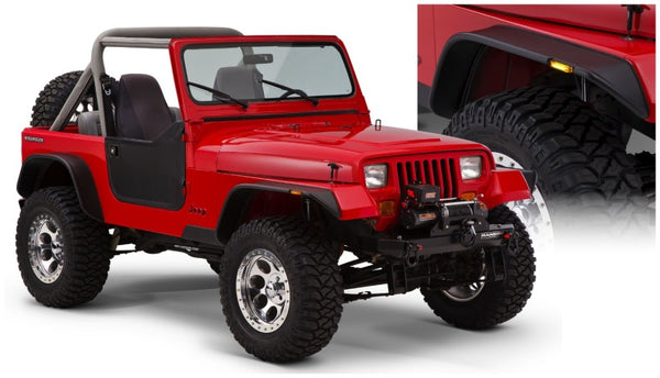 Bushwacker Flat Style Fender Flares for 87-95 Jeep Wrangler - 4 Piece Set - Black