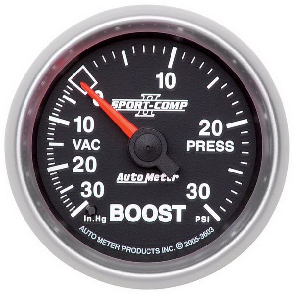 AutoMeter Sport-Comp II 52mm Mechanical Boost/Vacuum Gauge (30 PSI)