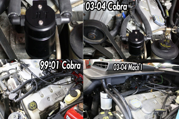 J&L 99-04 Ford Mustang SVT Cobra Driver Side Oil Separator - Black Anodized