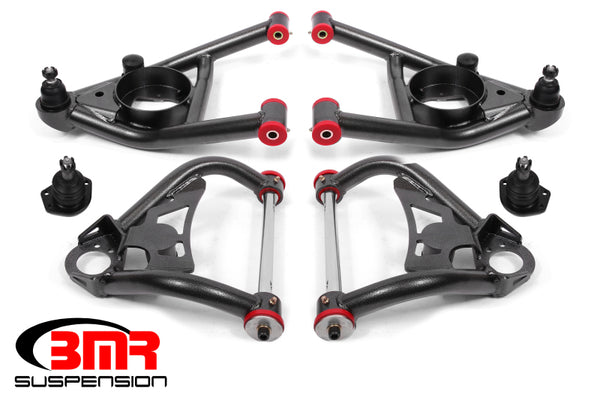 BMR Suspension 64-72 A-Body Upper & Lower Control Arm Kit - Black Hammertone