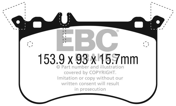 EBC Yellowstuff Front Brake Pads for 14-18 Mercedes CLA45 AMG with 13.8in Rotors