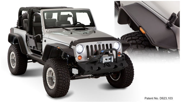 Bushwacker Flat Style Fender Flares for 07-18 Jeep Wrangler 2-Door - Black - 4 Piece Set