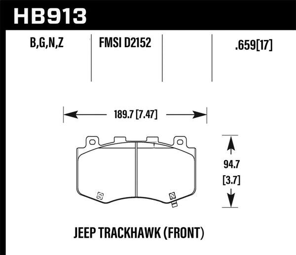 Hawk HPS 5.0 Front Brake Pads for 2018-2019 Jeep Grand Cherokee Trackhawk