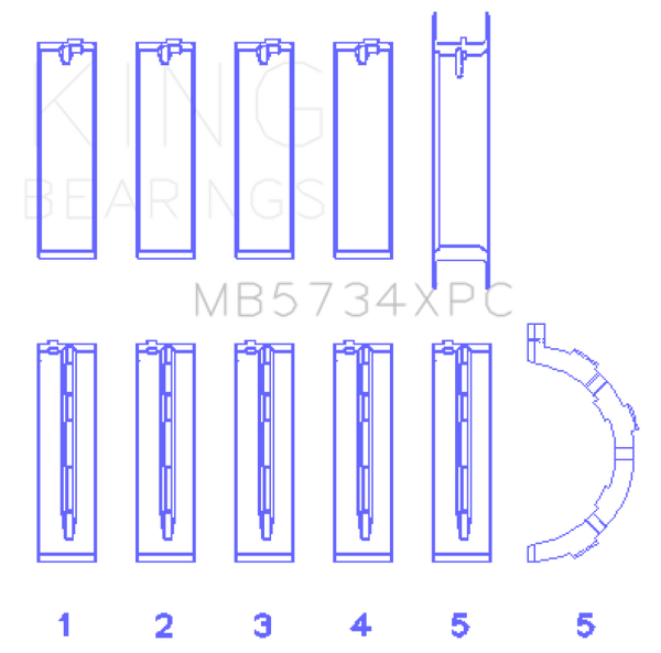 King Engine Bearings Ford 302 CID Coyote (Size STD) Performance Coated Main Bearing Set - Size STD