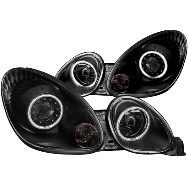 ANZO Projector Headlights w/ Halo - Black Housing - Lexus GS300 1998-2005