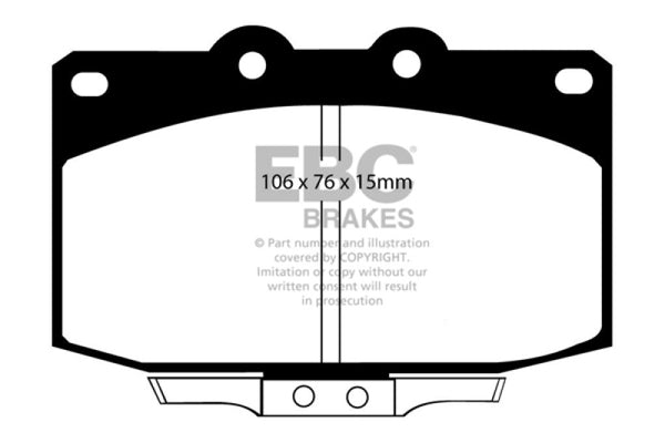 EBC Yellowstuff Brake Pads for 86-89 Mazda RX7 2.4 (1.3 Rotary) - Vented Rear Rotors