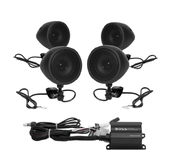 Boss Audio Systems Bluetooth Motorcycle Speaker Amplifier with 3-Inch Speakers - Black - 2 Pair