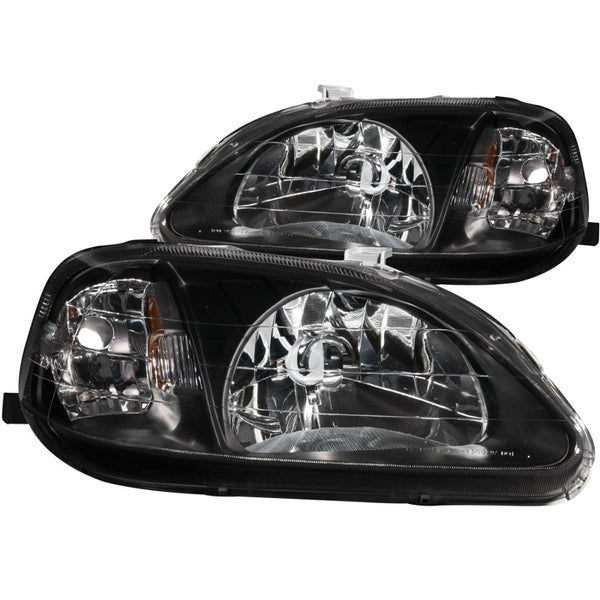 ANZO Crystal Headlights Set for Honda Civic 19992000 - Black Housing