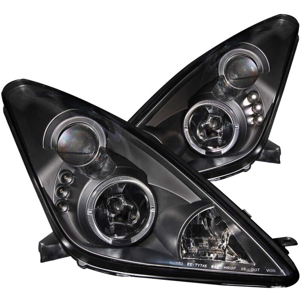 ANZO Projector Headlights w/ Halo Rings (Black) for Toyota Celica 20002005 (Non-HID)
