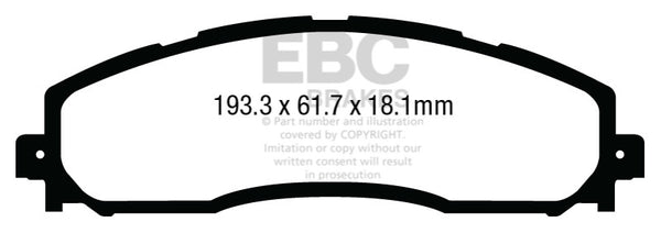 EBC Yellowstuff Brake Pads for 2013+ Ford F250 Super Duty 6.2L 2WD