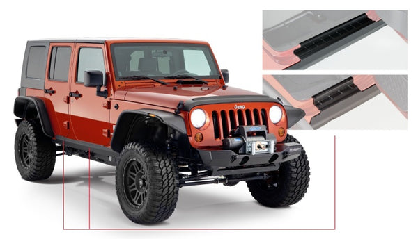 Bushwacker Trail Armor Rocker Panel & Sill Plate Cover for 07-18 Jeep Wrangler Unlimited - Black