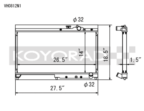 Koyo 92-00 Honda Civic 1.6 DOHC (Will Not Fit Vehicles w/AC) Manual Transmission Radiator