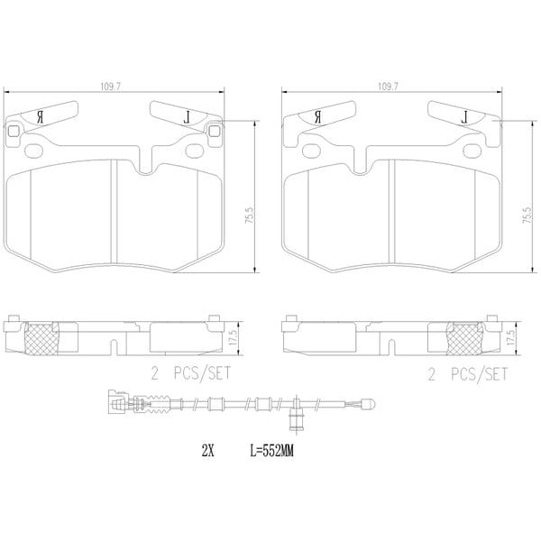 Brembo 16-20 Lexus RC F/ Lexus GS F Rear NAO Brake Pad