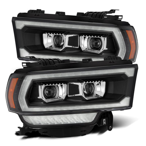AlphaRex LUXX LED Projector Headlights Black, Active Light, Sequential Signal & DRL for 20192021 Ram 2500