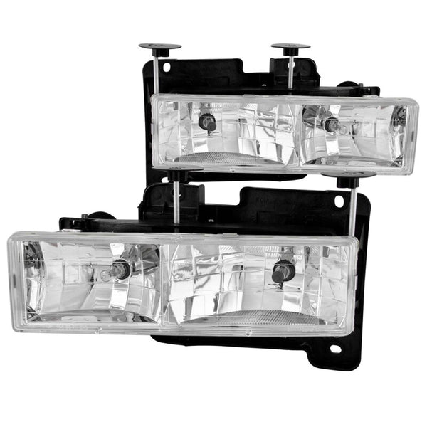 ANZO Crystal Headlights Chrome Housing for 19881998 Chevrolet C1500