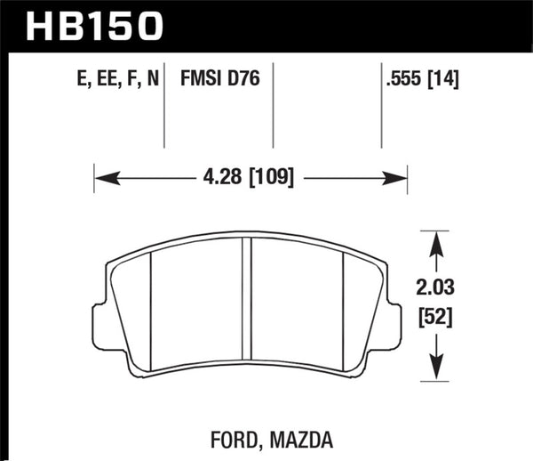 Hawk Front Race Brake Pads for Mazda B2000, RX-2, RX-4, RX-7 (1970-1985)