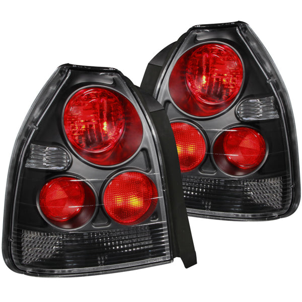 ANZO Tail Lights (Black Housing/Clear Lens) for 19962000 Honda Civic