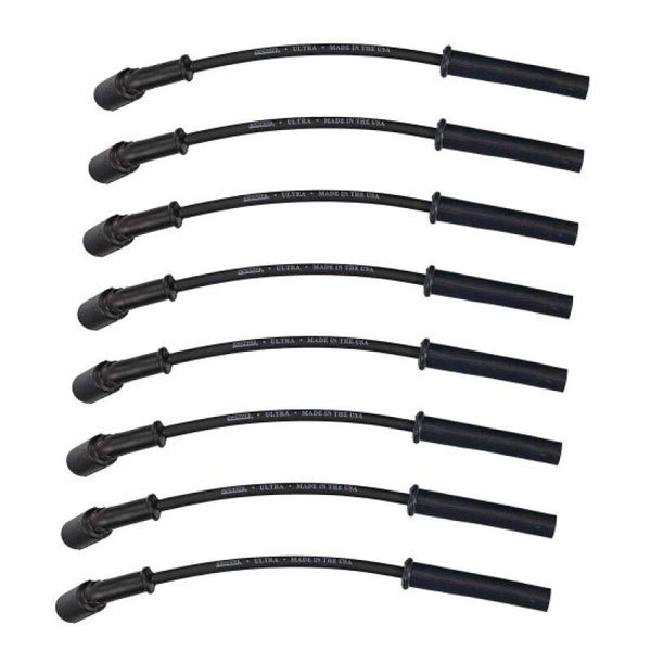 Moroso 99-13 GM LS/LQ 4.8/5.3/5.7/6.0/6.2L Ultra350 8mm Multi-Angle Boot Spark Plug Wire Set - Black