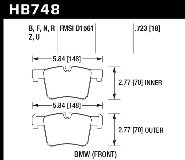 Hawk HP Plus Front Brake Pads for 2013-2014 BMW 328i/328i xDrive & 2014 428i/428i xDrive