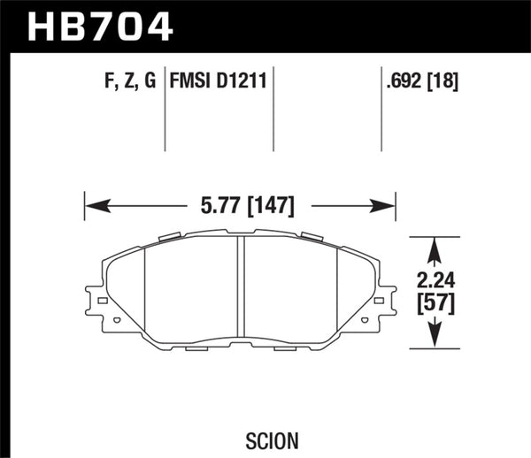 Hawk HPS Front Street Brake Pads for 09-10 Pontiac Vibe 2.4L & 11-12 Scion tC