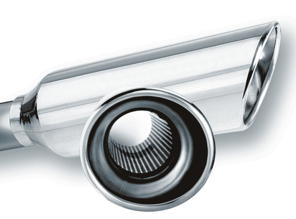 Borla 2.25" Inlet 4" Round Rolled Angle Cut Resonated Exhaust Tip - 13" Long