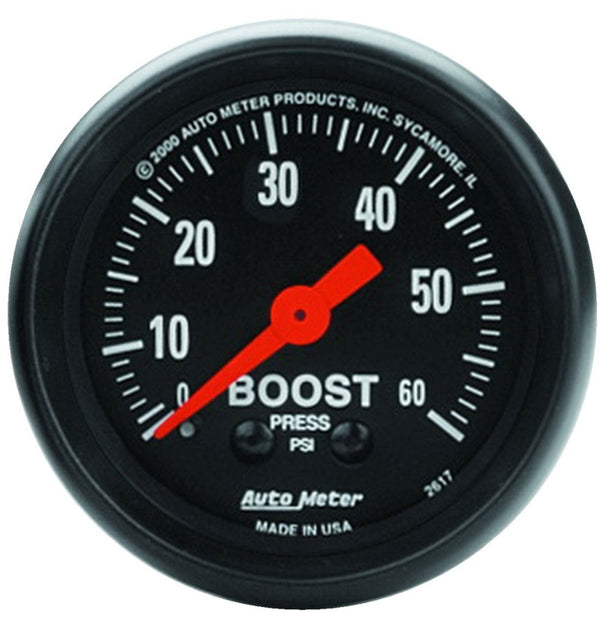 AutoMeter Z Series Mechanical Boost Gauge 52mm 0-60 PSI