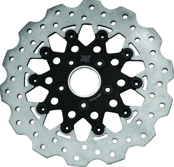 Twin Power 84-17 BT Exc 11.8 and Lug Mount 84-13 XL Front 11.5 Scalloped Floating Rotor Black Mesh